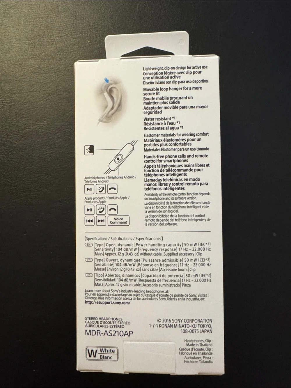 Sony White Sports Earbuds with Over-Ear Hooks